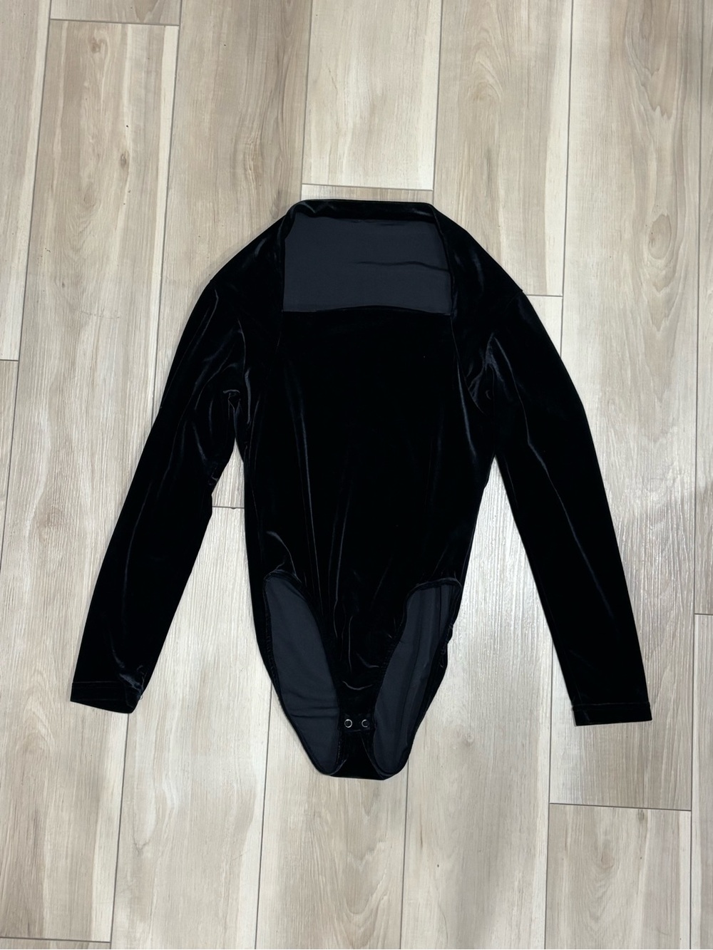 Newport News Black Velvet Long Sleeve Bodysuit